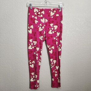 Lularoe Leggings Womens One Size Pink Heart Print Yoga Pants Stretch Soft Cute